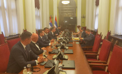 15 September 2021 The heads of the parliamentary groups with the newly-appointed Ambassador of the European Union to the Republic of Serbia